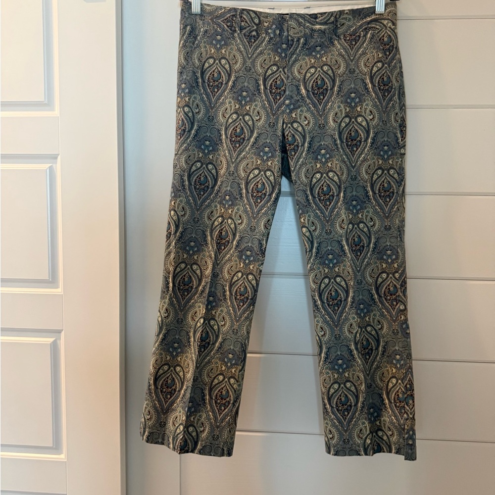 Billy Blues Paisley-Print Pants in Blue and Beige NWT Sz 8